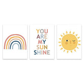 TPFLiving Poster Leinwand / You are my sunshine für Kinderzimmer - / Verschiedene Größen - OHNE Rahmen - Modell 3PCS